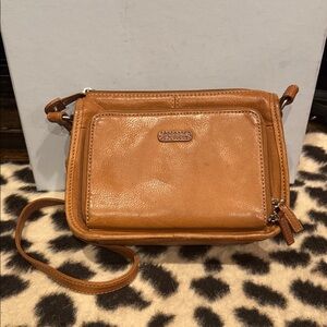 VTG Fossil Leather Purse Shoulder Bag Camel Tan Y2K